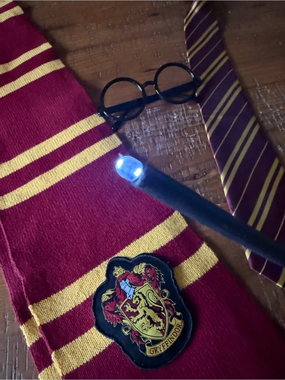 Kids Burgundy and Yellow Gryffindor-Inspired Scarf & Tie Costume Set